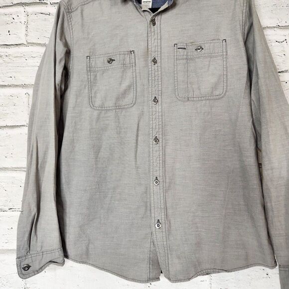 Patagonia Light Gray Long Sleeve Button Up Shirt Organic Cotton Mens Medium - Picture 2 of 9